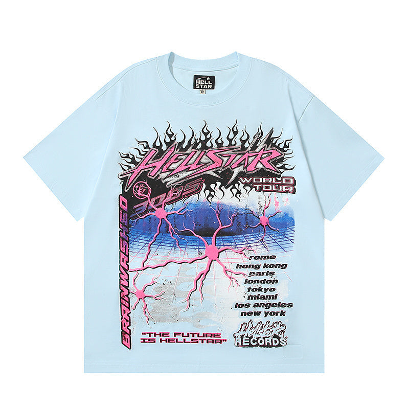 Hellstar Neuron Tour T-Shirt Light Blue Graphic
